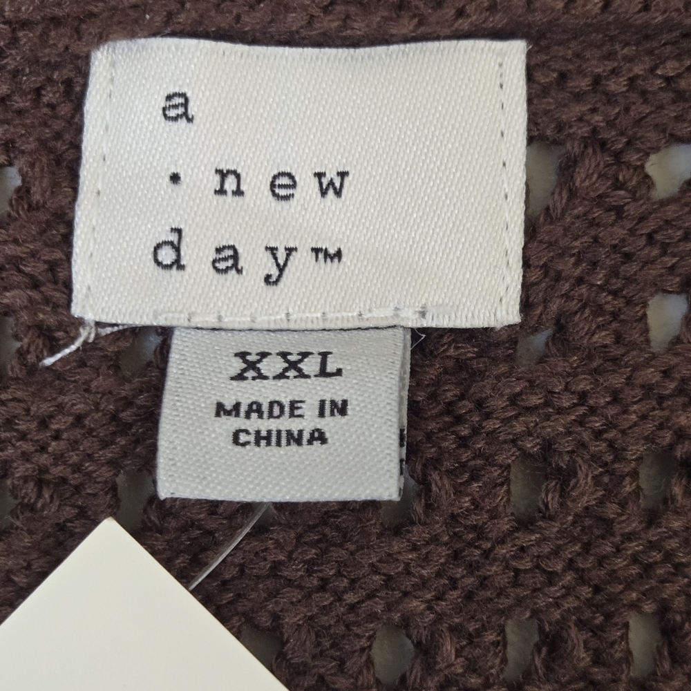 NWT A New Day Chocolate Open Knit Sleeveless Sweater XXL - Picture 3 of 13